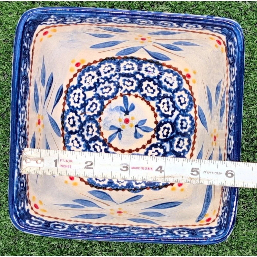 Temptations by Tara Cup Square 6 x3 Bowl Old World Royal Blue Floral - Microwave